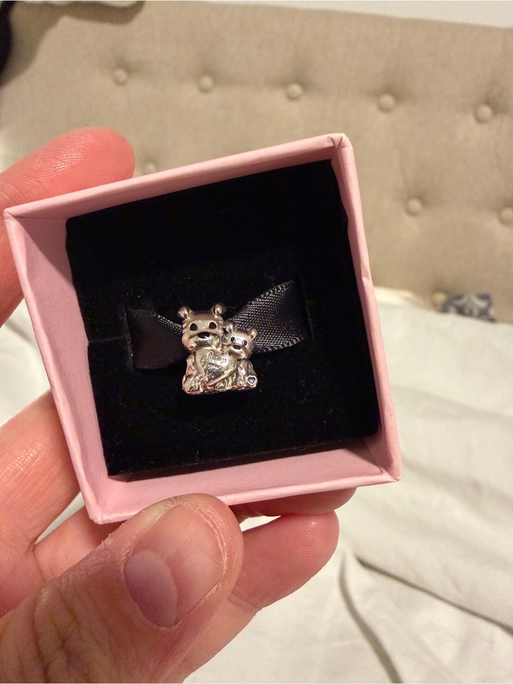 Pandora sterling Silver dog mom and baby puppy Charm with pandora Box